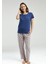 Kadın Indigo Cepli Kısa Kollu Pijama Takımı R.o.8.9.z.e.5.6..l.t. 2