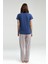 Kadın Indigo Cepli Kısa Kollu Pijama Takımı R.o.8.9.z.e.5.6..l.t. 4