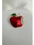 Kırmızı Mineli Taş Detaylı Yarım Elma Broş (3cm) 1