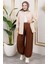Beli Lastikli Şalvar Pantolon 0001-02 Kahverengi 3