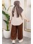 Beli Lastikli Şalvar Pantolon 0001-02 Kahverengi 4