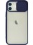Bfs iPhone 12 Kılıf Palm Buzlu Kamera Sürgülü Silikon - Lacivert 1