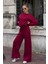 Kadın Yumuşak Dokunuşlu Modal Kumaşlı Geniş Paçalı Ikili Takım - Bordo 1