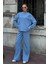 Kadın Yumuşak Dokunuşlu Modal Kumaşlı Geniş Paçalı Ikili Takım - Mavi 2