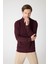 Erkek Dik Yaka Fermuarlı Sweatshirt - Bordo 2