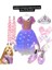 Işıklı Rapunzel Kostüm Elbise Pembe Rapunzel Bubble Saç Taç Eldiven Mor Topuklu Ayakkabı Parti 1