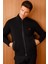 Erkek Pike Dokuma Fermuarlı Cepli Triko Mont Siyah 5