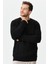 Erkek Sıfır Yaka Saç Örgülü Yün Kazak Siyah 5