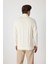 Erkek Dik Yaka Fermuarlı Sweatshirt - Ekru 4