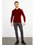 Erkek Basic Polo Yaka Ince Triko Kazak Bordo 4