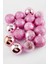 Msa-Shop 16 Adet Lüks Pembe Renkli Cici Top Yılbaşı Ağaç Süsü-Pembe 2