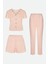 Kadın Pamuklu 3'lü Pembe Fiyonklu Kaşkorse Pijama Takımı 5