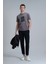 Nally Modern Grafik T- Shirt Koyu Saks 15
