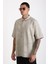 Eskitme Efektli Yıkamalı Double Pike Kumaş Erkek Polo Yaka Loose Fit Tişört 5