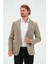 Erkek Slim Fit Blazer Ceket Koyu Bej 7