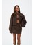 Tenby Koyu Kahve Crop Ceket-Etek Takım 1