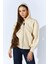 Kadın Tereyağ Kapşonlu Büyük Cep Görünümlü Üç Iplik Sweatshirt 1