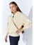 Kadın Tereyağ Kapşonlu Büyük Cep Görünümlü Üç Iplik Sweatshirt 4