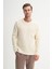 Erkek Ekru Selanik Örgü Pamuk Karışımlı Regular Fit Sweatshirt 2