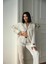 Krem Beyaz Uzun Saten Pijama Takımı 1