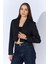 Kadın Siyah 4795 Önü Bağlamalı Crop Blazer Ceket 2