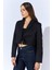 Kadın Siyah 4795 Önü Bağlamalı Crop Blazer Ceket 3