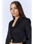 Kadın Siyah 4795 Önü Bağlamalı Crop Blazer Ceket 4