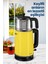 2200W Paslanmaz Çelik Çay Makinesi ve Su Isıtıcı, Cam Demlikli, Sarı 7
