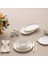 Galia Fine Bone 59 Parça 12 Kişilik Porselen Yuvarlak Yemek Takımı Beyaz Altın Kenarlı 5