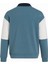 Yarım Fermuarlı Parçalı 3 Iplik Şardonlu Mavi Erkek Sweatshirt 5719 3
