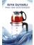 Cam Çay Makinesi Kettle Ledli 1500W 1.8l Su Isıtıcı Bej Renk 3