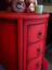 3 Çekmece Kırmızı Eskitme Vintage Komodin Yan Sehpa 2