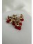 Altın Rengi Yaprak Detay Kırmızı Üzüm Salkımı Broş (4cm) 2