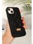 Apple iPhone 14 Plus-15 Plus Kılıf Içi Kadife Elmas Tasarımlı Siyah Taşlı Işıltılı Pırlanta Silikon Kapak 2