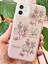Apple iPhone 11 Uyumlu Kılıf Simli Beyaz Gül Desenli Renkli Parlak Darbe Emici Kapak 3