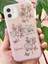 Apple iPhone 11 Uyumlu Kılıf Simli Beyaz Gül Desenli Renkli Parlak Darbe Emici Kapak 5