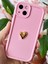 Apple iPhone 13 Kılıf 3D Kalp Tasarımlı Pembe Desenli Yumuşak Kamera Korumalı Silikon Kapak 7