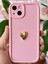 Apple iPhone 13 Kılıf 3D Kalp Tasarımlı Pembe Desenli Yumuşak Kamera Korumalı Silikon Kapak 8