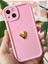 Apple iPhone 13 Kılıf 3D Kalp Tasarımlı Pembe Desenli Yumuşak Kamera Korumalı Silikon Kapak 9