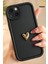Apple iPhone 13 Kılıf 3D Kalp Tasarımlı Siyah Desenli Yumuşak Kamera Korumalı Silikon Kapak 1