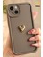 Apple iPhone 13 Kılıf 3D Kalp Tasarımlı Kahverengi Desenli Yumuşak Kamera Korumalı Silikon Kapak 1