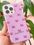 Apple iPhone 11 Pro Max Uyumlu Kılıf Mor Simli Fiyonk Desenli Renkli Parlak Darbe Emici Kapak 6
