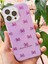 Apple iPhone 12 Pro Max Uyumlu Kılıf Mor Simli Fiyonk Desenli Renkli Parlak Darbe Emici Kapak 4