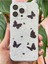Apple iPhone 12 Pro Max Uyumlu Kılıf Simli Siyah Kelebek Desenli Renkli Parlak Darbe Emici Kapak 3
