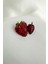 Kırmızı Taş Detay Mineli Ikili Çilek Broş (3cm) 1