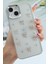 Apple iPhone 13 - 14 - 15 Kılıf Fiyonk Desenli Şeffaf Simli Gümüş Kamera Çıkıntılı Parlak Kapak 2
