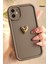 Apple iPhone 11 Kılıf 3D Kalp Tasarımlı Kahverengi Desenli Yumuşak Kamera Korumalı Silikon Kapak 1
