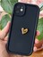 Apple iPhone 11 Kılıf 3D Kalp Tasarımlı Siyah Desenli Yumuşak Kamera Korumalı Silikon Kapak 2