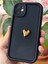 Apple iPhone 11 Kılıf 3D Kalp Tasarımlı Siyah Desenli Yumuşak Kamera Korumalı Silikon Kapak 5