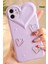Apple iPhone 11 Kılıf Kalpli Inci Desenli Kalp Kamera Tasarımlı Lila Kamera Korumalı Silikon Kapak 1